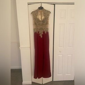 Maroon/Gold Prom dress. I got tons of compliments when I wore this! Size M